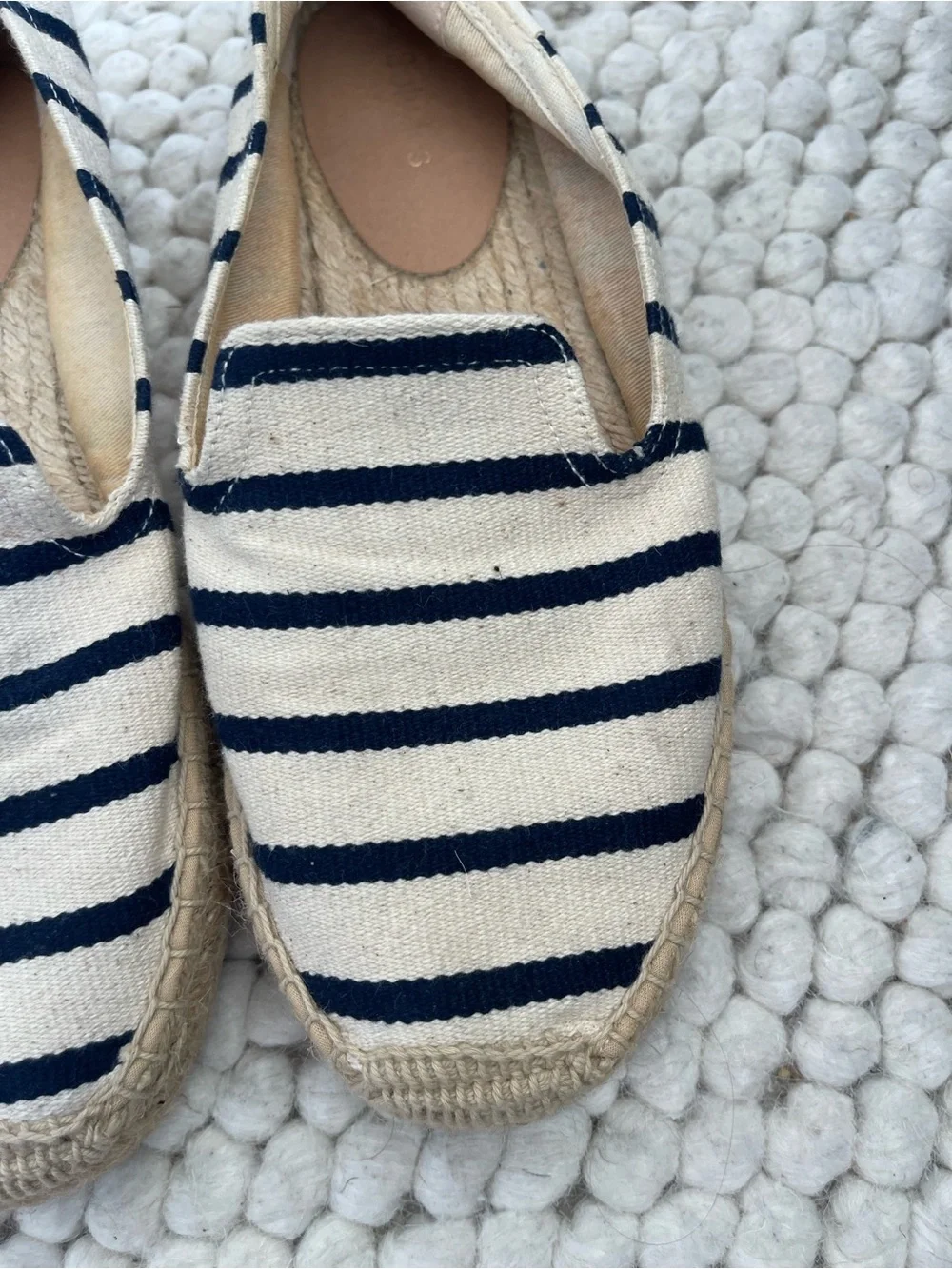 SOLUDOS Striped Canvas Espadrilles - Navy and Cream